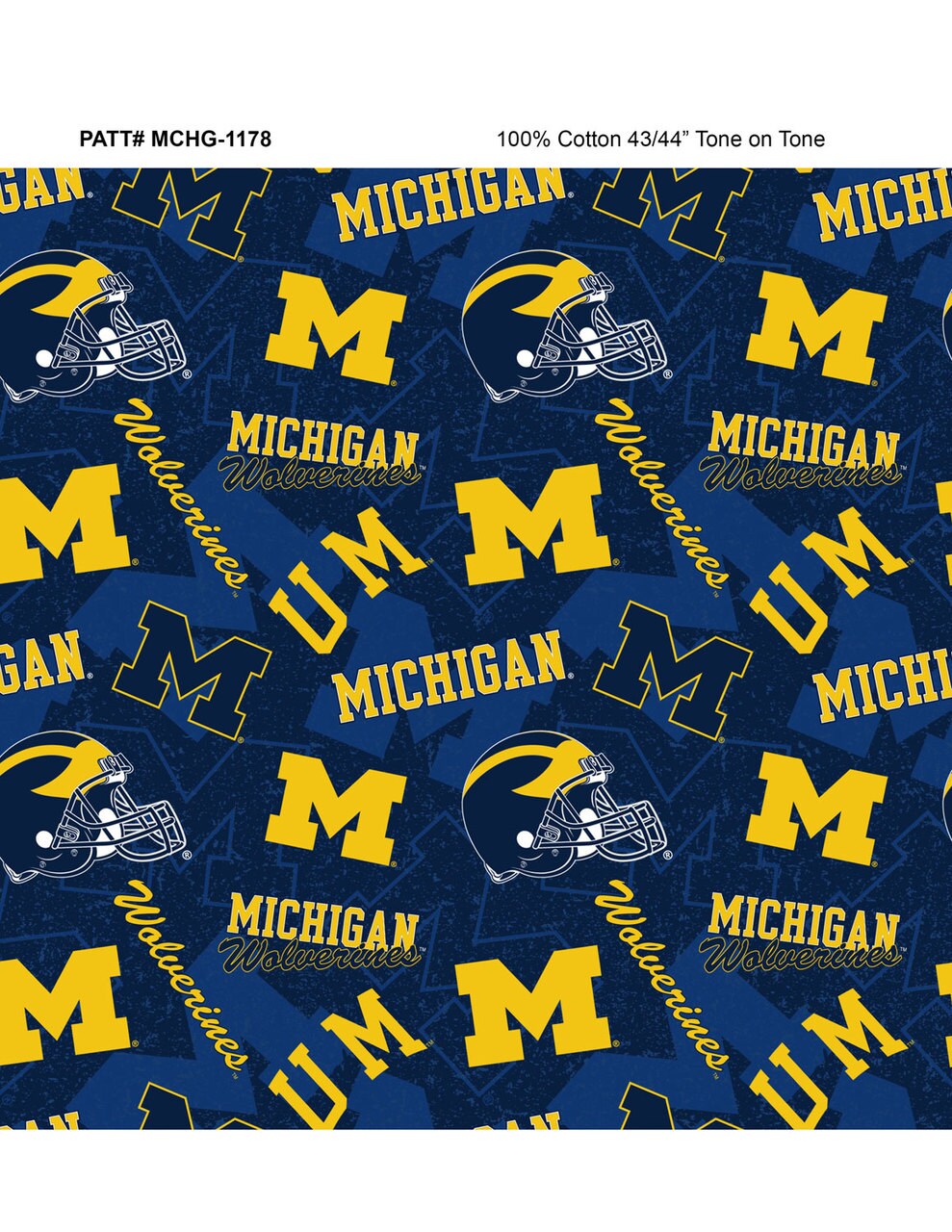 Sykel Enterprises-University of Michigan Cotton Fabric-Michigan Wolverines Tone On Tone Cotton Quilting Fabric